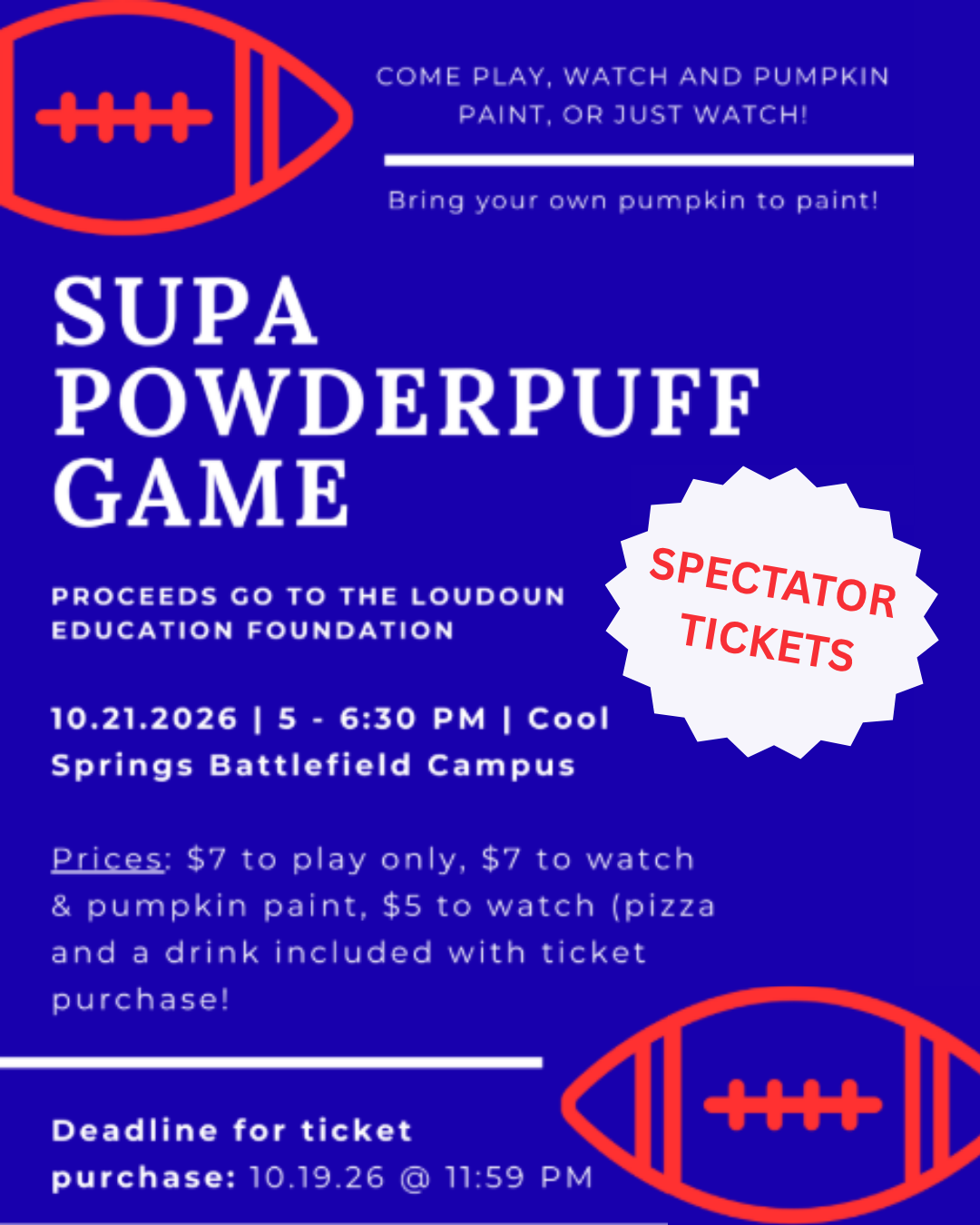SUPA Powderpuff Game - Spectator Tickets