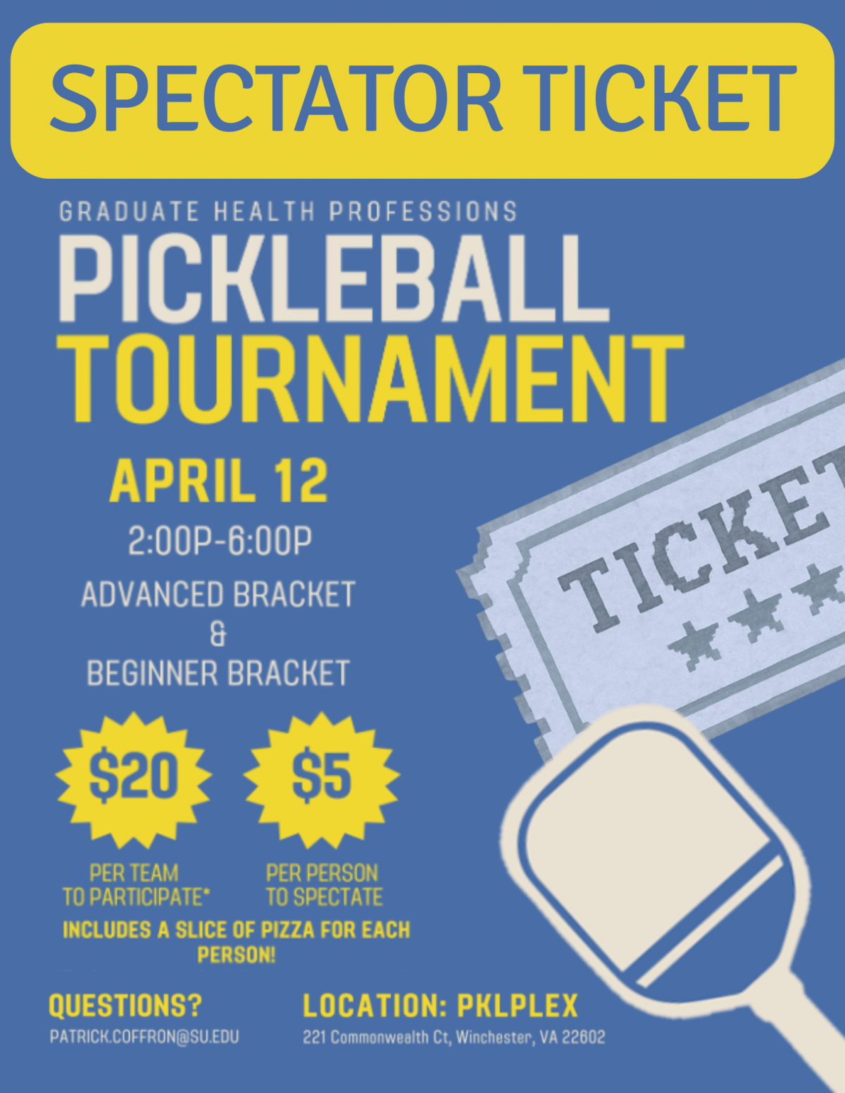 SUPA - Spectator Ticket for Pickleball Tournament