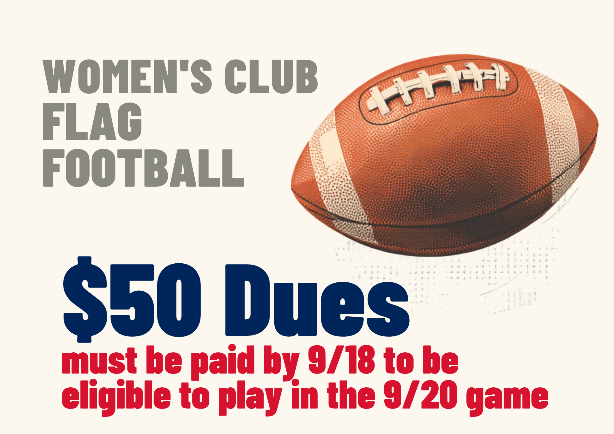 Women's Club Flag Football Team Dues