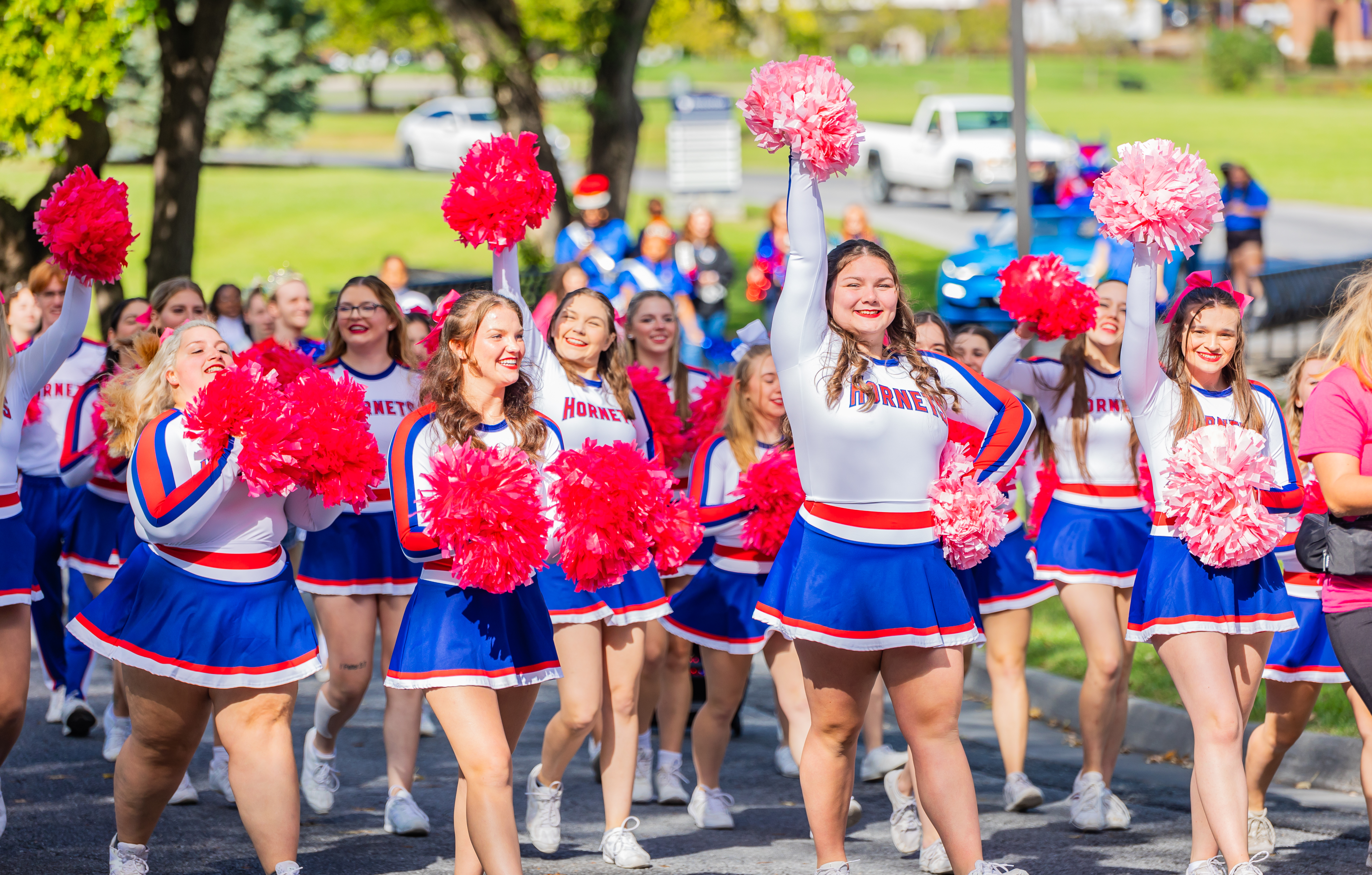 SU Cheer in the Homecoming Parade