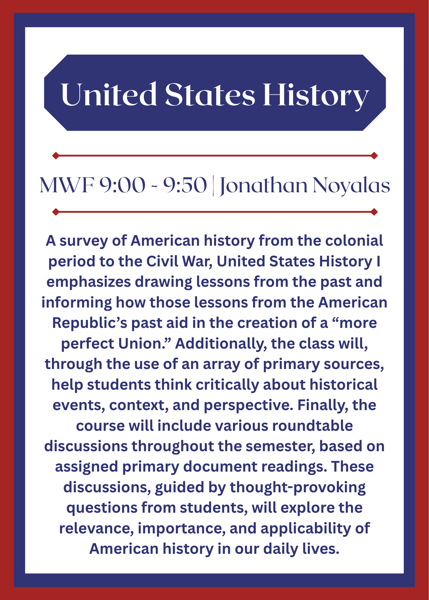 United States History I United States History I